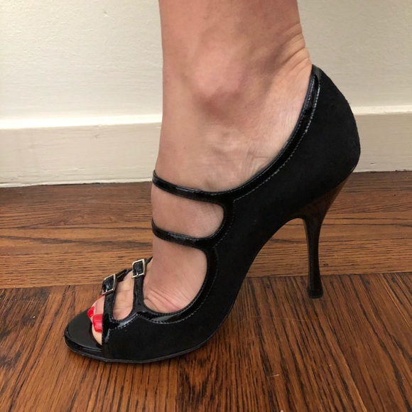 Dolce & Gabbana 4 Buckle Patent & Suede Heels - Picture 8 of 10